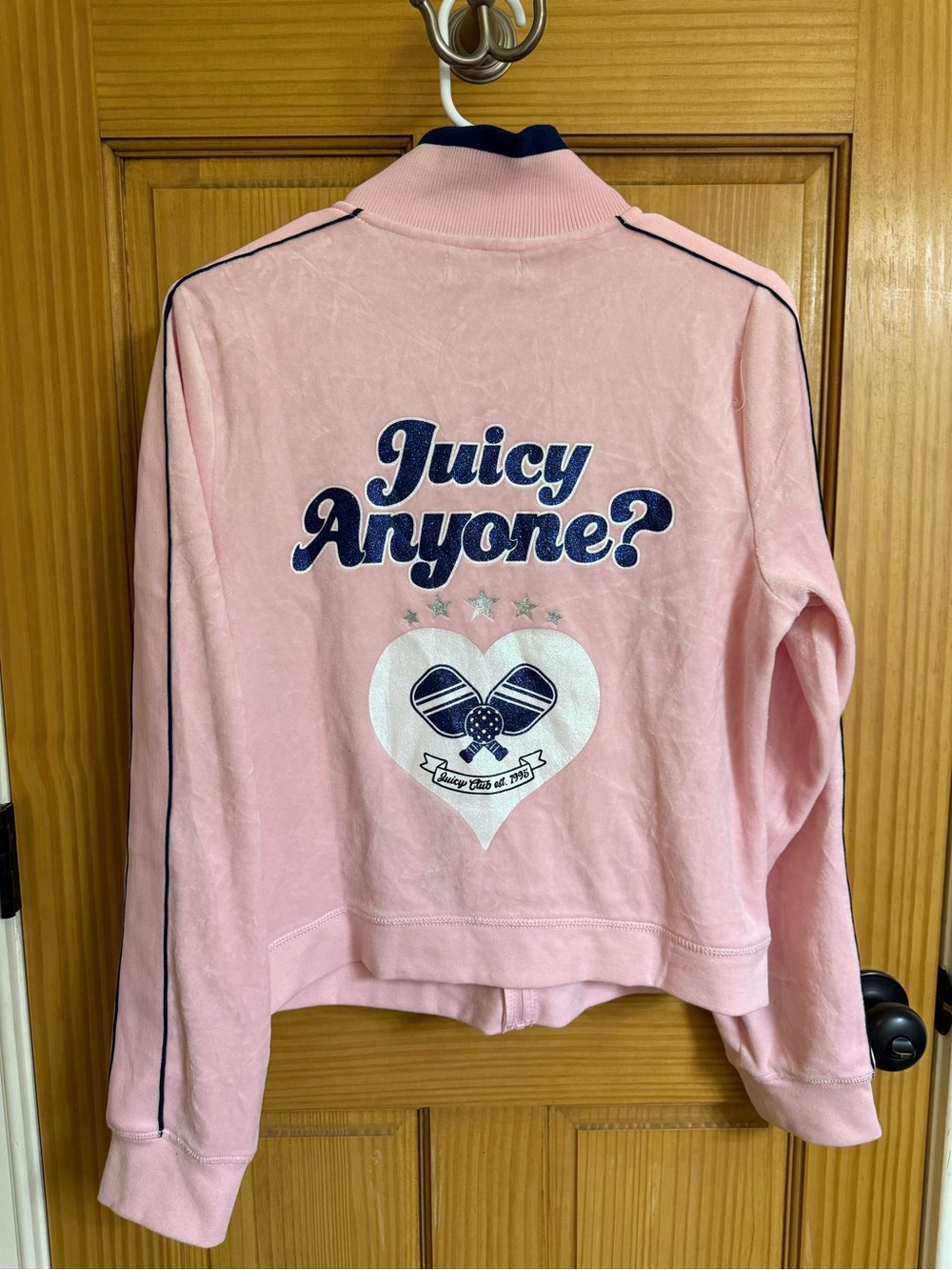 Juicy Couture Pink Velour Jacket with Navy Trim